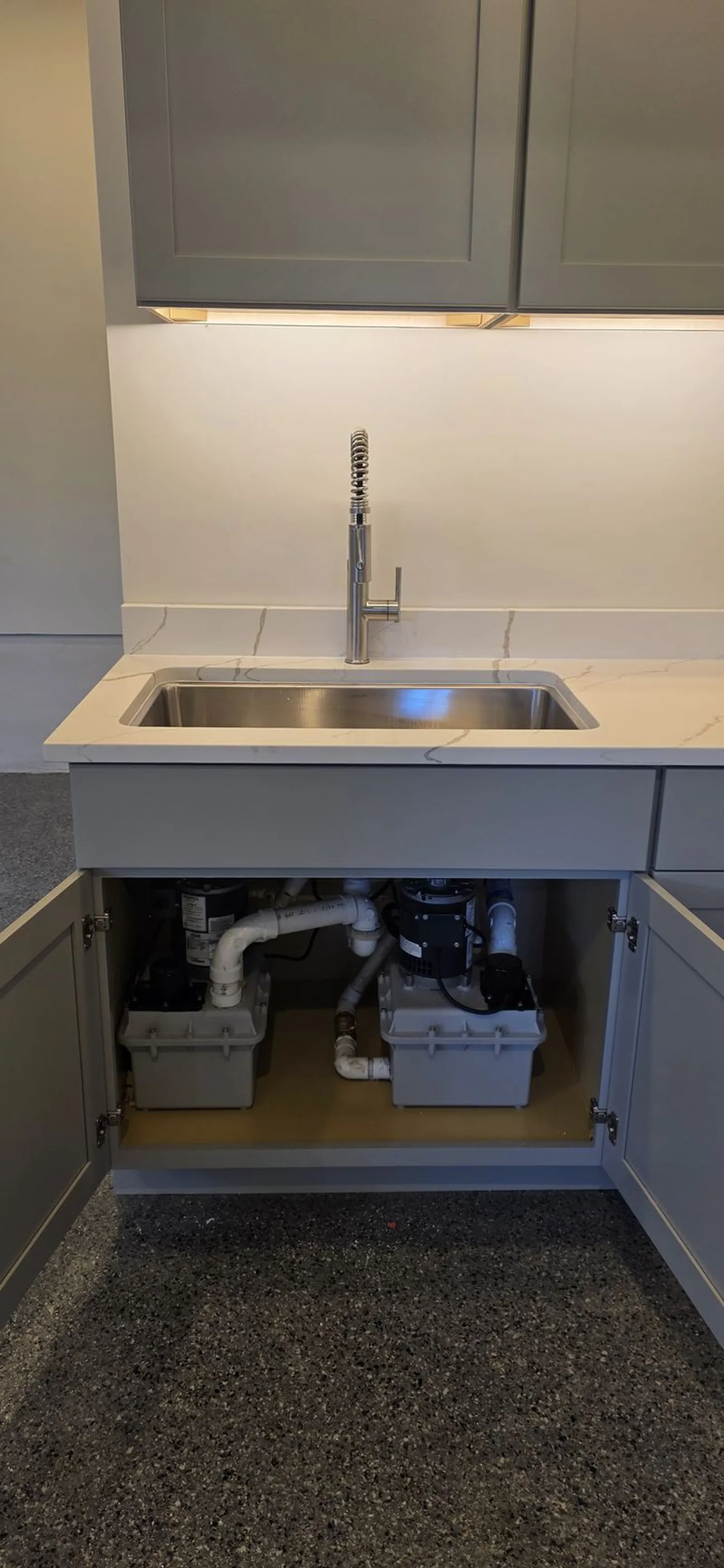 Pump equipment in a residential mechanical area